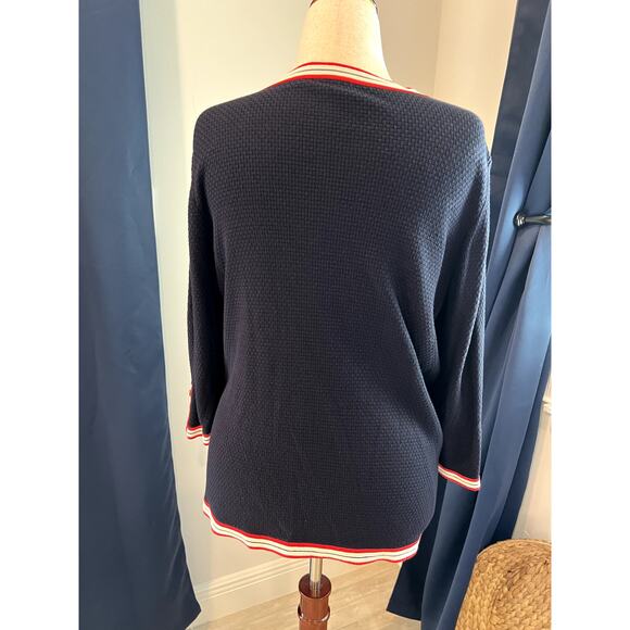 TALBOTS 1X Red White Blue Sweater Cardigan 4th of July USA Anniversary Patriotic - Picture 6 of 9